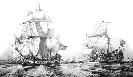 Dos navíos unidos por numerosas y gruesas cuerdas El de la derecha es el navío - photo 2