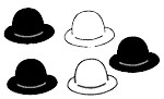 En una mesa hay tres sombreros negros y dos blancos Tres señores en fila india - photo 1