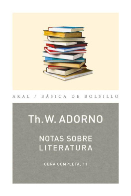 Theodore W. Adorno Nota sobre Literatura