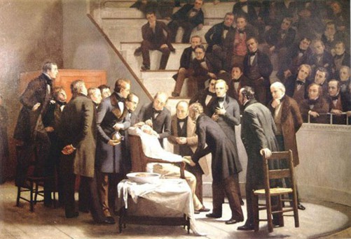 William Morton demostrando el éter como anestésico en el Hospital General en - photo 2