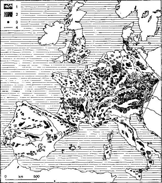 Fig 1G Fourquin Mapa de los bosques de la Alta Edad Media en Histoire - photo 1