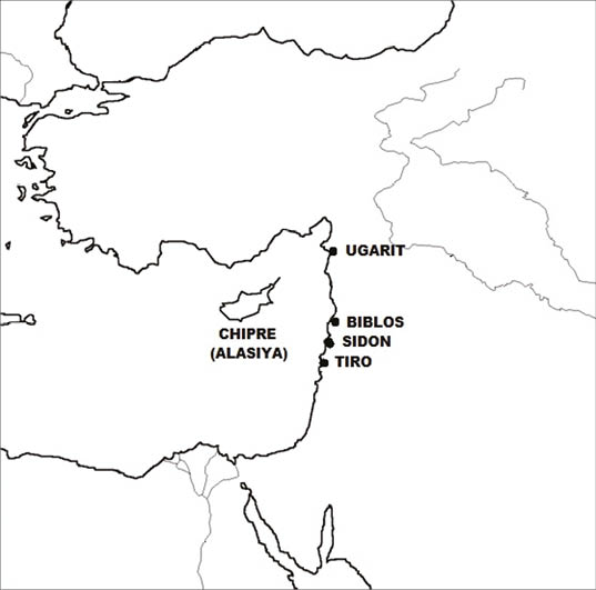 Mapa de la situación de Oriente Próximo con las ciudades fenicias más - photo 4