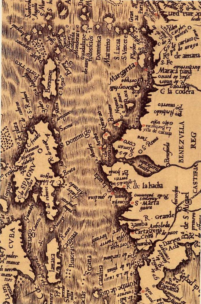 Detalle del mapa de Diego Gutiérrez 1562 ampliación anexa al libro - photo 3