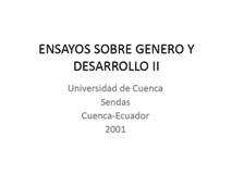Gladys Eskola Torres (editor) - Ensayos sobre género y desarrollo II