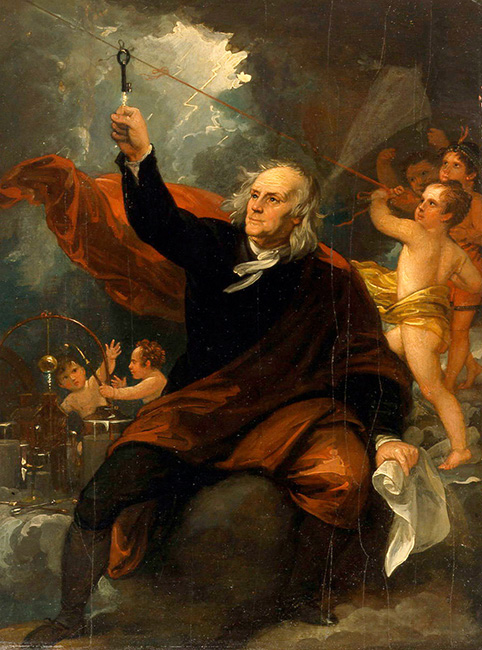 Benjamin Franklin atrayendo la electricidad del cielo cuadro de Benjamin West - photo 2