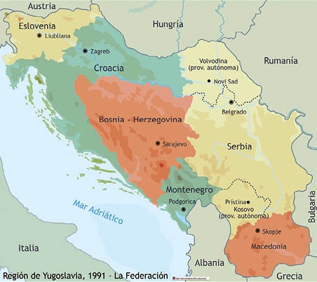 Mapa de Yugoslavia en 1991 El espacio geográfico que ocupó dicho estado - photo 1