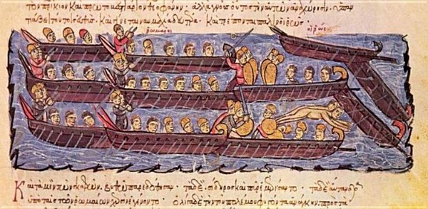 La flota bizantina por entonces la más potente del Mediterráneo repele un - photo 1