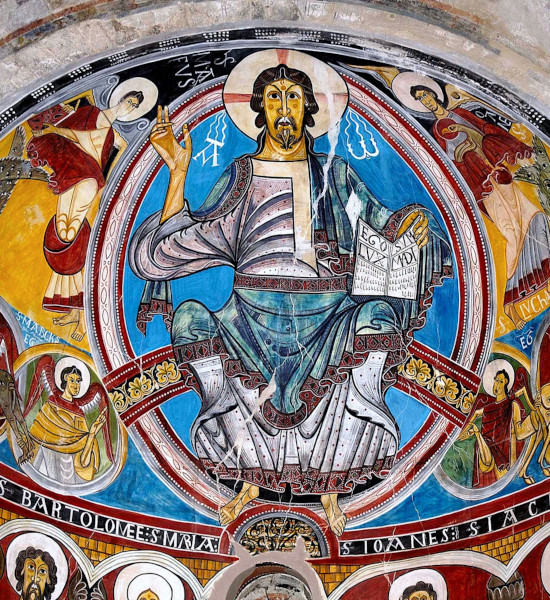 Cristo Pantocrator Pintura mural de 1123 Ábside de la iglesia de sant - photo 2