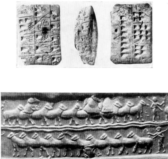 Arriba tablilla arcaica de los tiempos de Uruk Lista de la economía del - photo 4