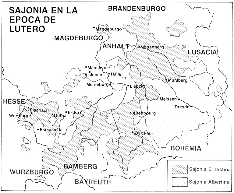 Mapa de Sajonia en tiempos de Lutero donde el reformador desarrolló gran parte - photo 4