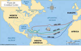 Este mapa muestra los cuatro viajes que emprendieron Cristóbal Colón y su - photo 5