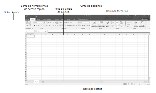 FIGURA 1-2 Ventana del programa Excel 2016 que aparece inmediatamente después - photo 2