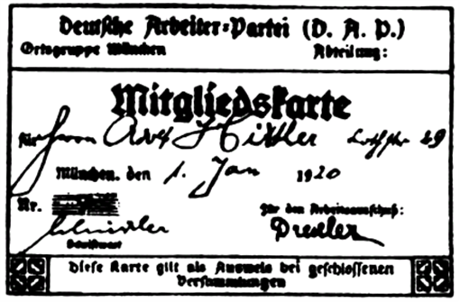 Tarjeta de membresía de Hitler del DAP C onsidero una feliz predestinación el - photo 16