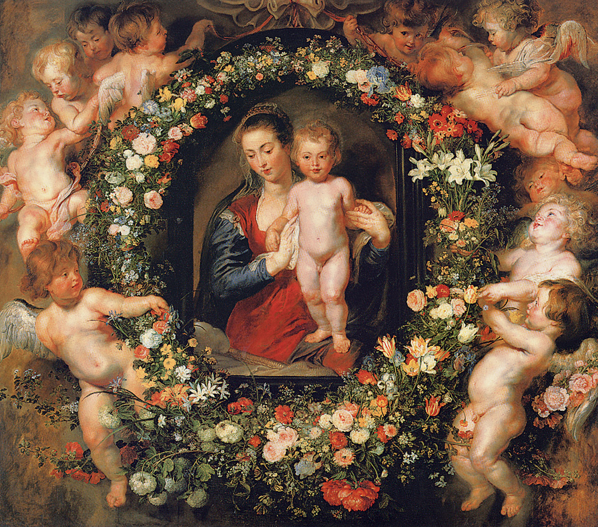 5 La Vírgen y el niño en una guirnalda de flores Alte Pinakothek Munich - photo 7
