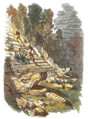 Frederick Catherwood Detalle de la escalinata y una de las serpientes - photo 4