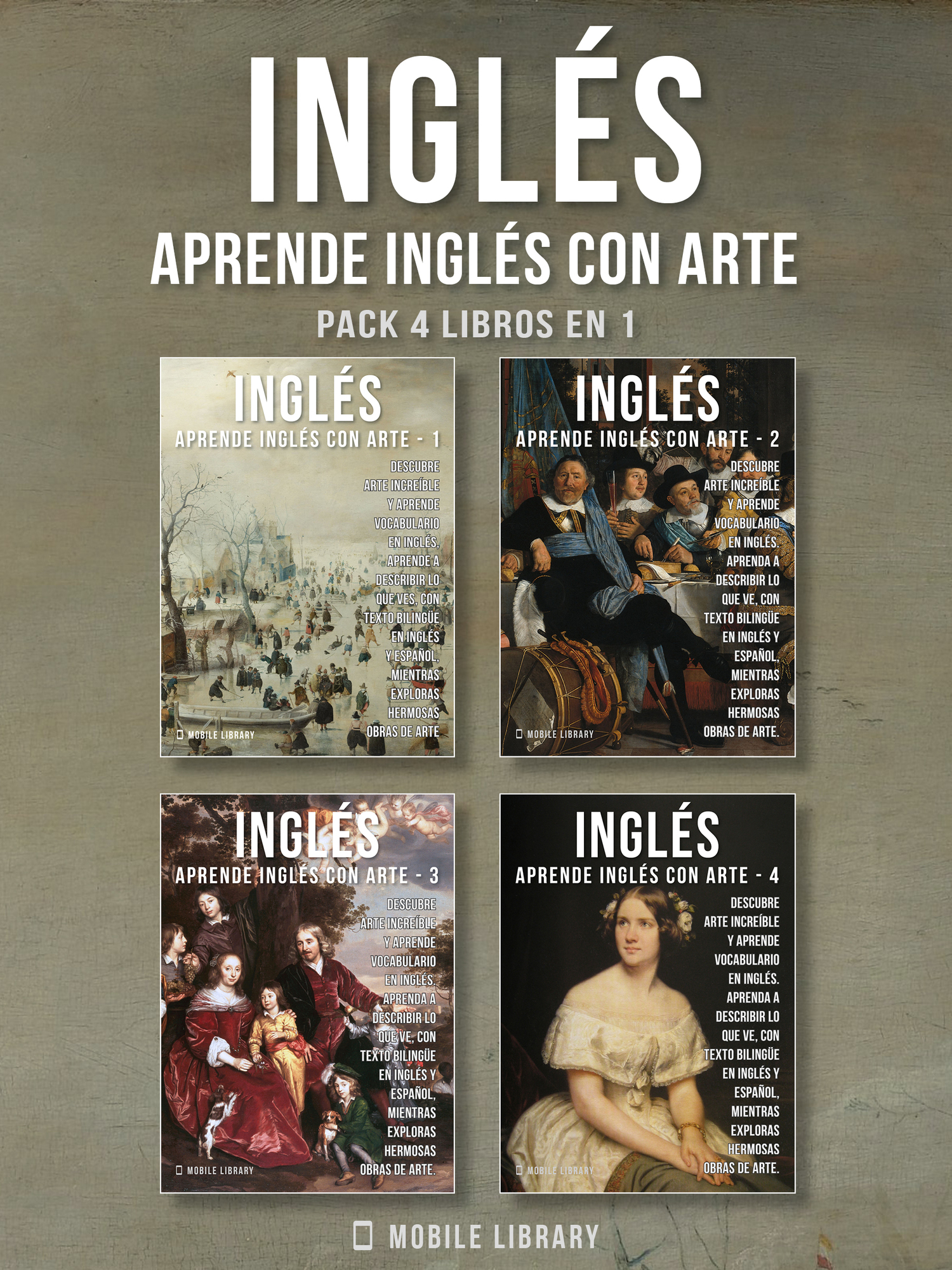 Mobile Library Pack 4 Libros en 1 - Inglés - Aprende Inglés con Arte Aprenda a - photo 1