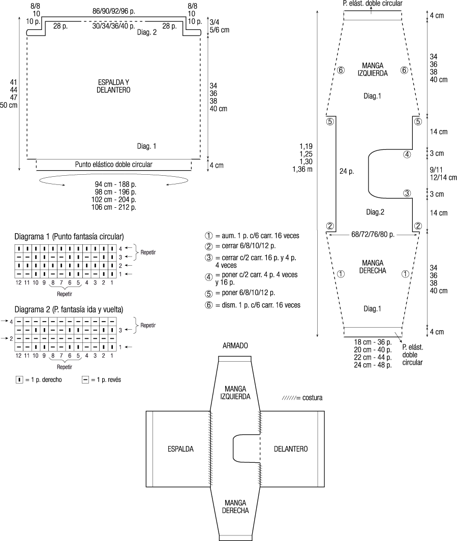 ESPALDA Y DELANTERO se teje en una sola pieza Poner 189197205213 p pasar - photo 4