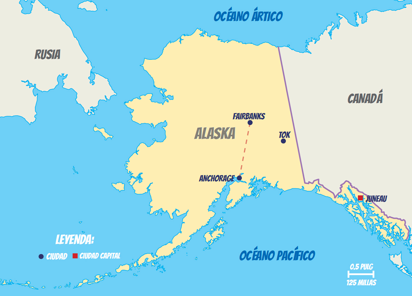 En este mapa de Alaska la distancia desde Anchorage hasta Fairbanks mide - photo 7