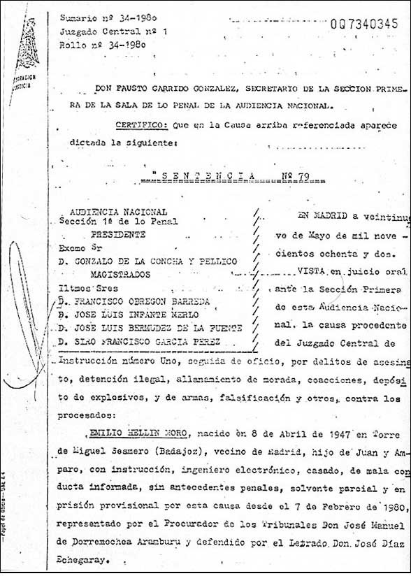 Primera página de la sentencia que condenó a Emilio Hellín e Ignacio Abad por - photo 6