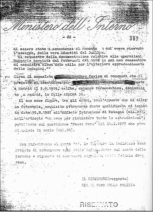 Documento reservado del ministerio del Interior de Italia en el que cita a - photo 12