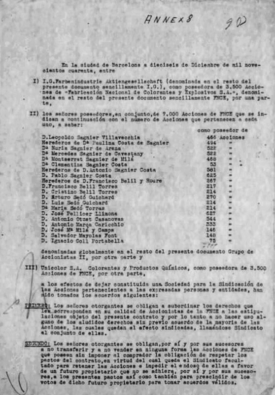 1 Contrato de la IG Farben en España en 1942 2 Firma de directivos de la - photo 1