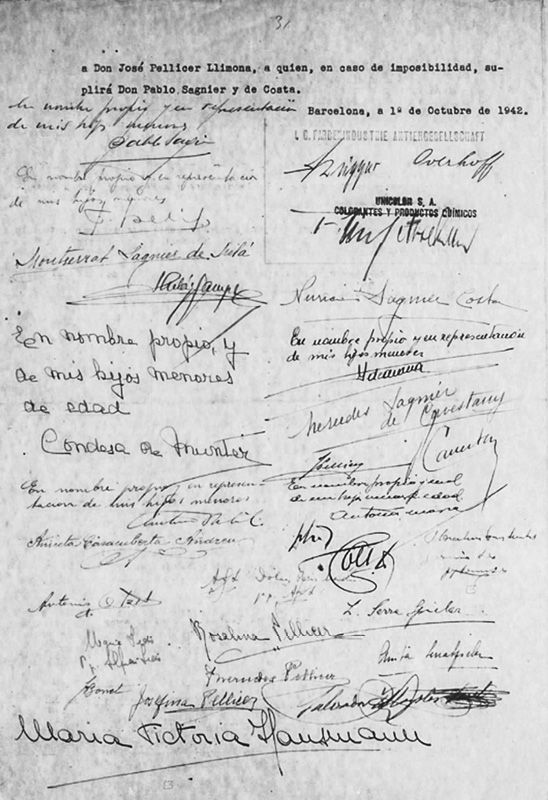 19 Firmas del contrato de la IG Farben con empresarios españoles Bibliografía - photo 32