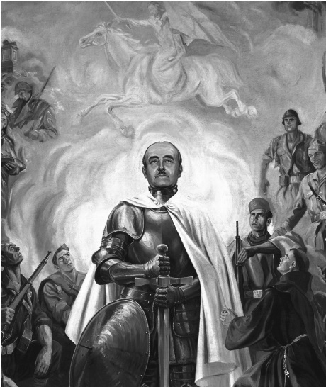 Detalle de la Alegoría de Franco y la Cruzada pintura mural del Archivo - photo 1