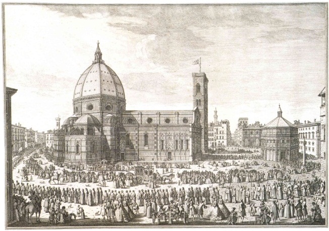 Giuseppe Zocchi Catedral y Baptisterio con una procesión del Corpus Christi - photo 5