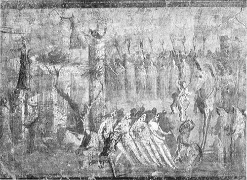Fresco romano de Pompeya circa siglo I a C que representa la entrada del - photo 3