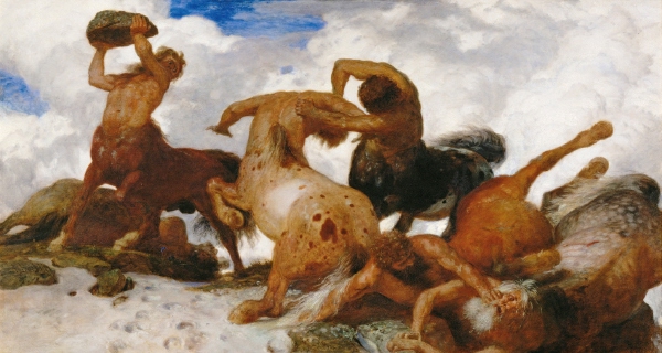 Lámina 11 Gente ruda Arnold Böcklin Batalla de centauros en una cumbre - photo 1