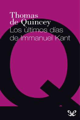 Thomas de Quincey Los últimos días de Immanuel Kant