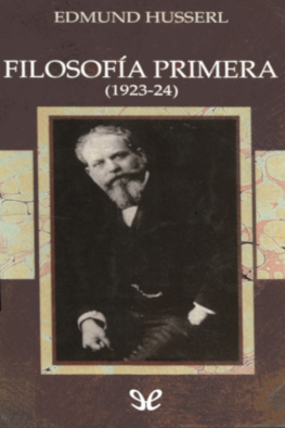 Edmund Husserl Filosofía primera (1923-1924)