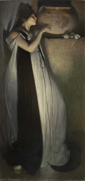 John White Alexander Isabel y la cazuela de albahaca 1897 Óleo sobre lienzo - photo 1