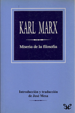 Karl Marx Miseria de la filosofía (José Mesa)