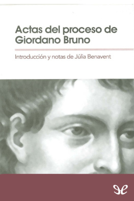 Julia Benavent Actas del proceso de Giordano Bruno