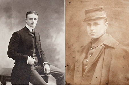 Dos imágenes de Alfonso Sanz en su juventud vestido de civil y de militar - photo 19