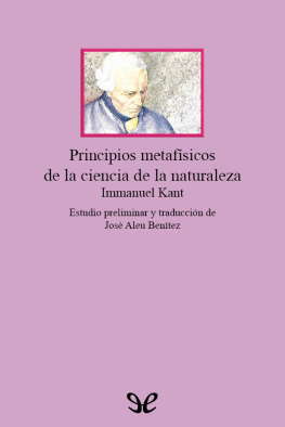 Immanuel Kant Principios metafísicos de la ciencia de la naturaleza